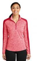 Sport-Tek� Ladies PosiCharge� Electric Heather Colorblock 1/4-Zip Pullover